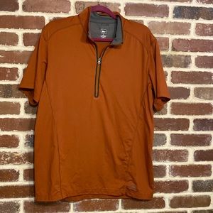 REI orange short sleeve 3/4 zip shirt size large